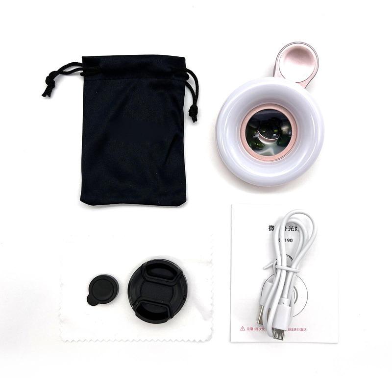 Ce conține pachetul Kit Foto Almia Concept Rose Gold Conținut pachet kit foto Almia Concept rose gold: lentilă macro, ring light, husă de transport, cablu de încărcare, manual, capac protecție lentilă și lavetă de curățare