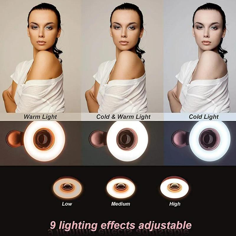 Inel Luminos Telefon Almia Concept - 9 Efecte Iluminare Prezentare efecte de iluminare reglabile (cald, rece, mix) și intensitate (low, medium, high) pentru inelul luminos Almia Concept